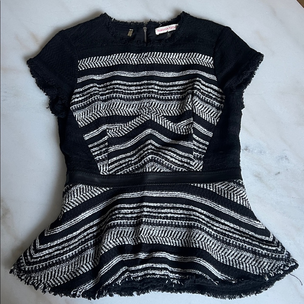 Rebecca Taylor Tweed Peplum Top size 6